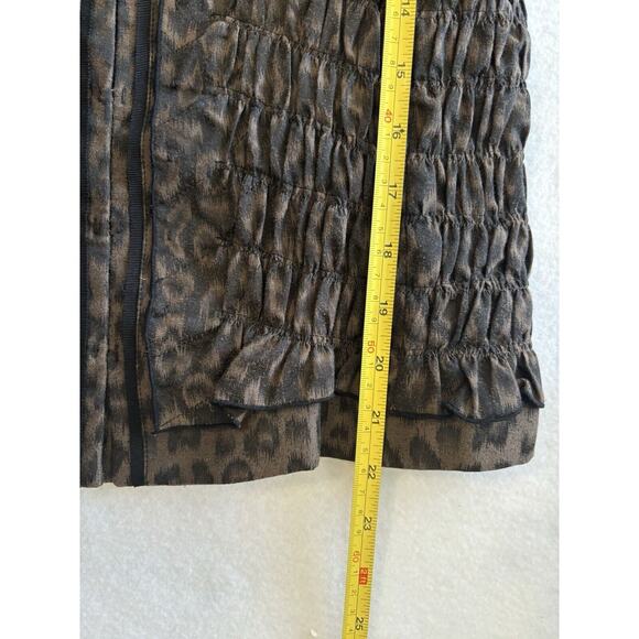 Tahari Jacket Womens Sz 8 Leopard Print Blazer Animal Print Ruffle‎ Neck Coat - Picture 5 of 7